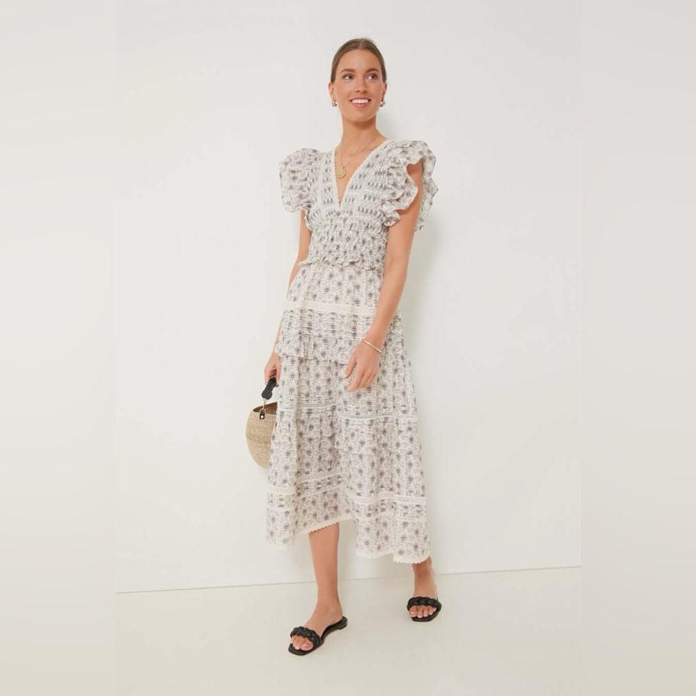 Sea NY Yvonne Midi Dress in Lilac Floral